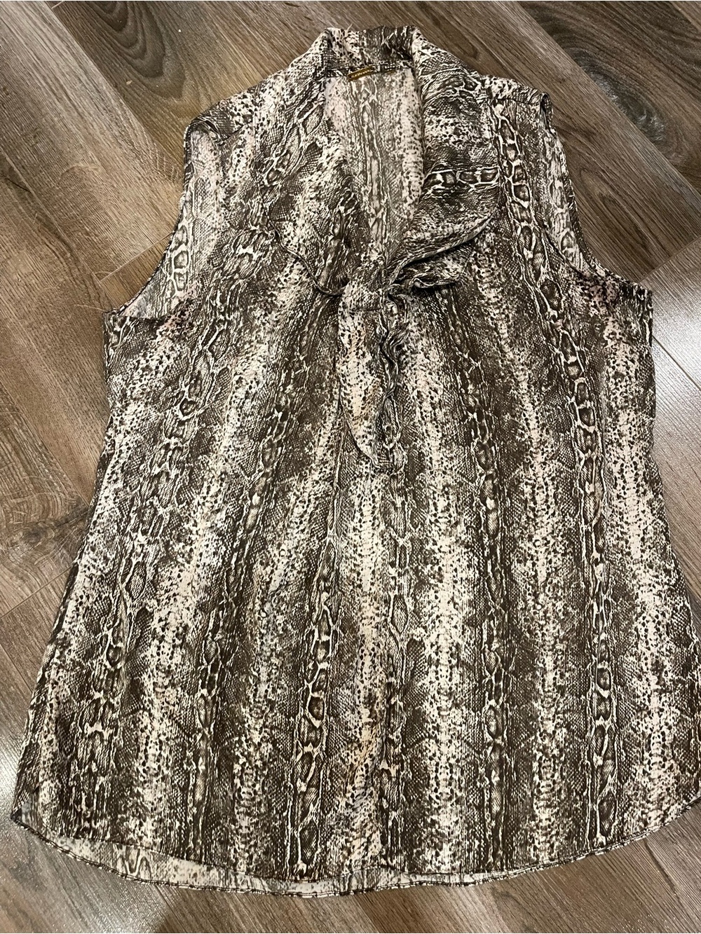 Elie Tahari Brown Snake-Print Sleeveless Blouse